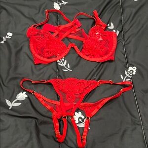 Elegant Red Lace Lingerie Set